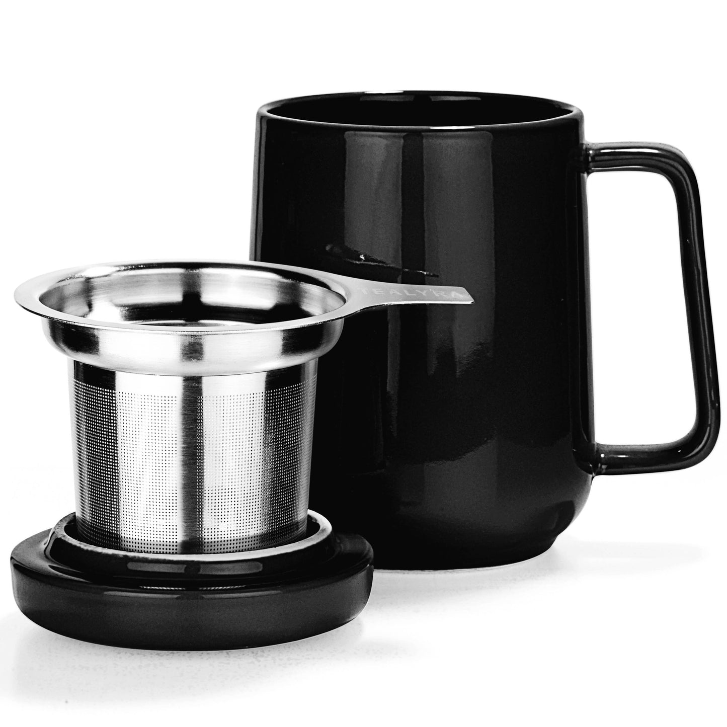 Peak Porcelain Ceramic Mug With Metal Infuser 19oz: Black