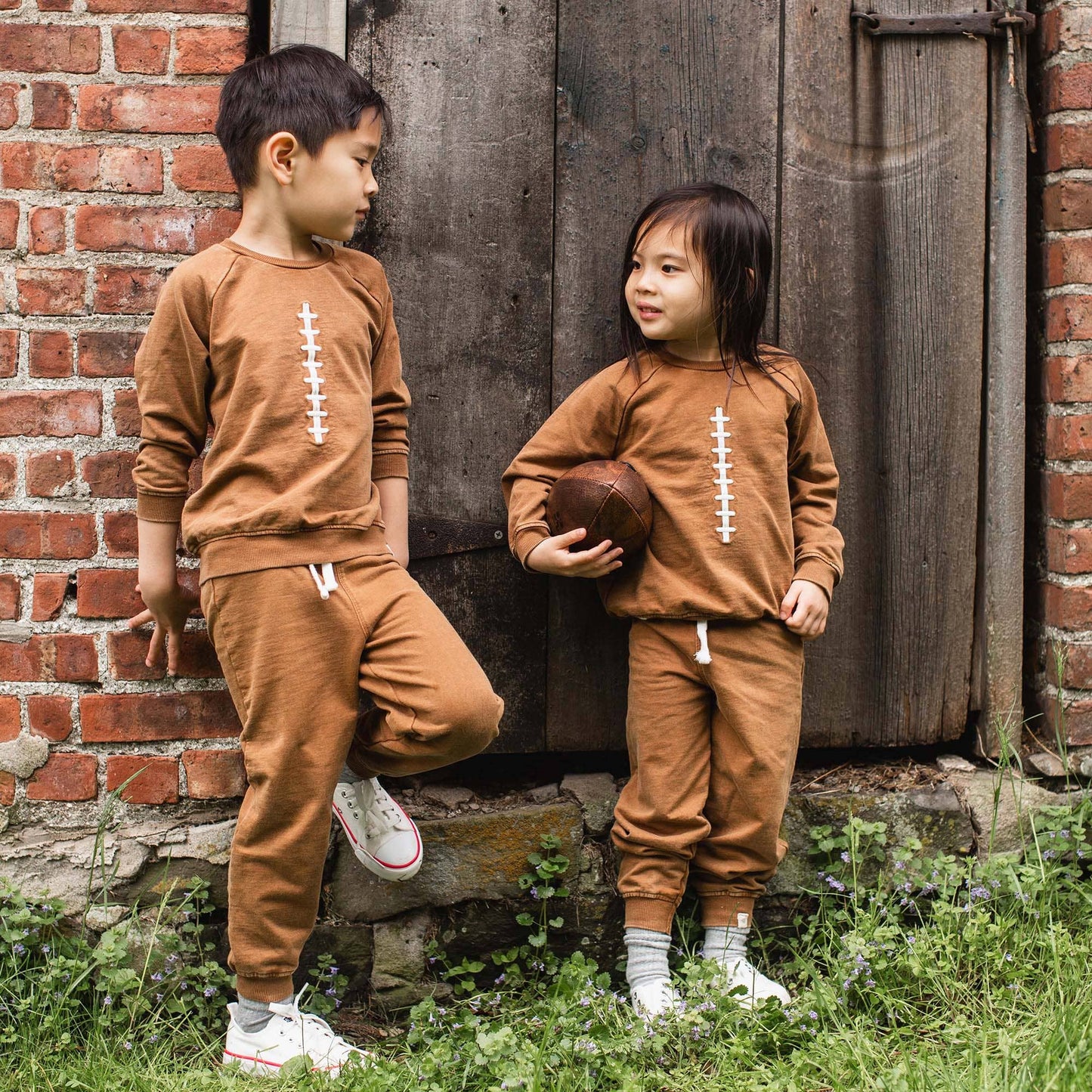 Acid Wash Football Toddler Sweatshirt Set: Hunter / 3 Toddler