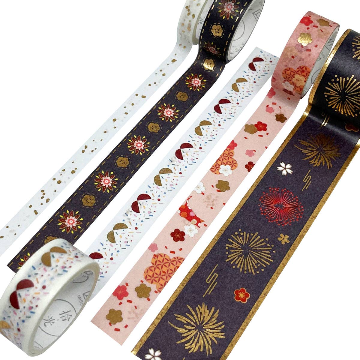 Wrapables Gold Foil Washi Tape in Gift Box Set for DIY Arts: Festive Cranes