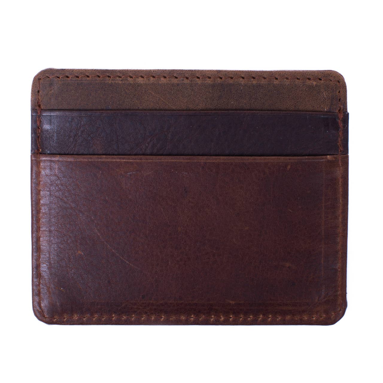 RFID Men's Genuine Leather Card Wallet-19CC: Brown