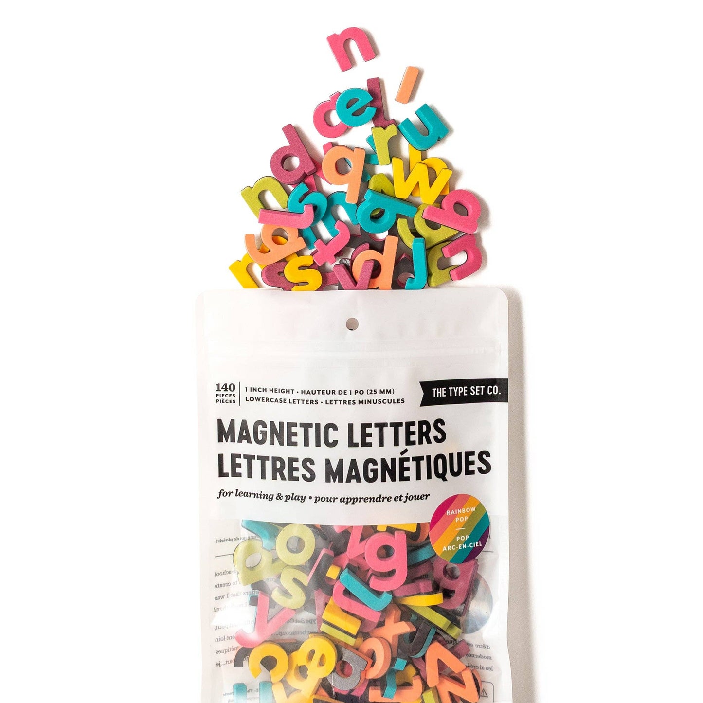 1" 140pc Lowercase Magnetic Letters in Rainbow Pop