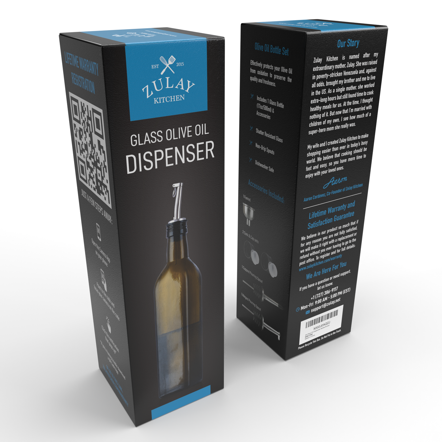 Olive Oil Dispenser Bottle16.9 oz with Accessories: Clear