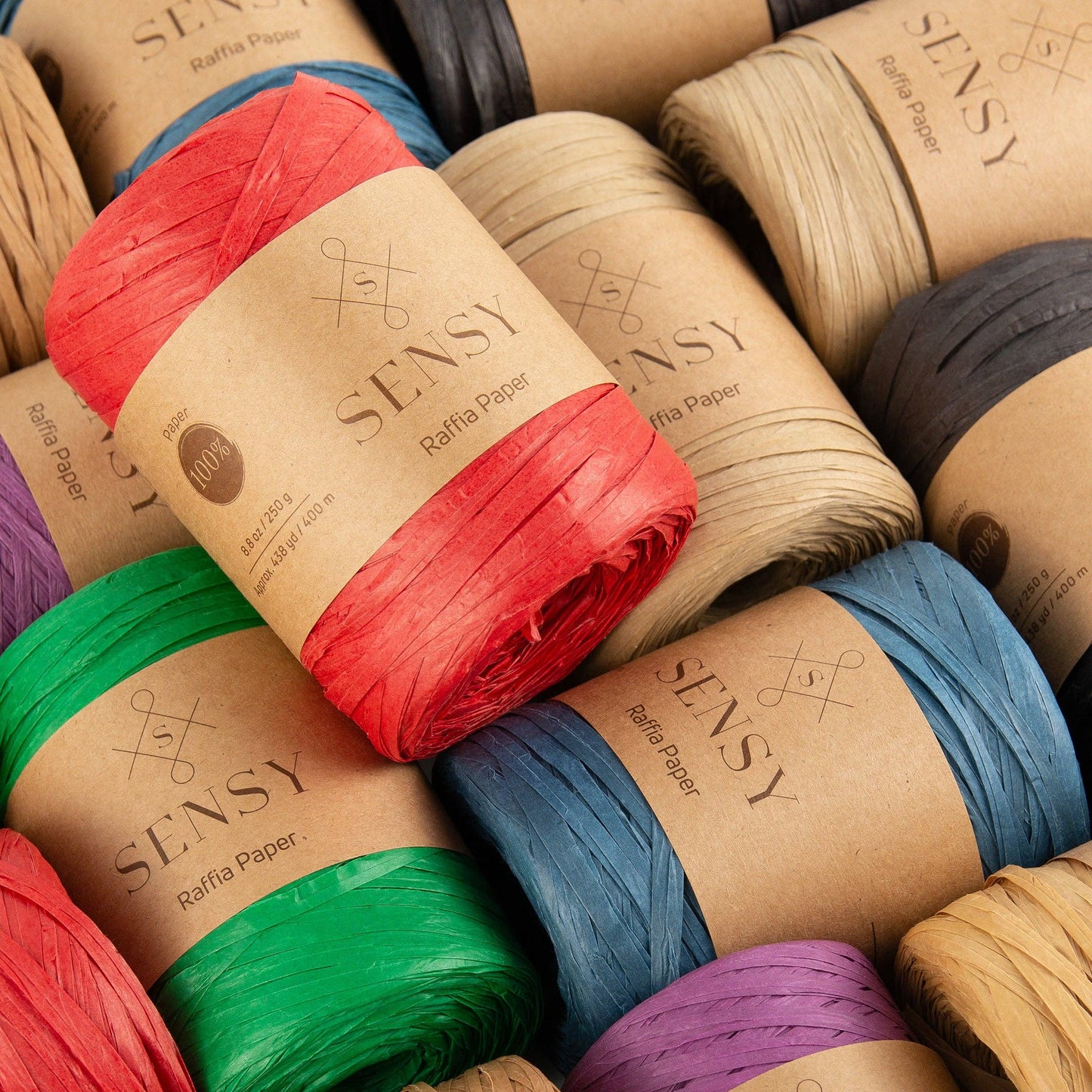 Sensy Premium 438 yards %100 Paper Raffia Paper: Natural
