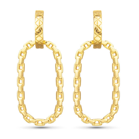Chiara Polished Chain Link Drop - Gold - AMANDA BLU