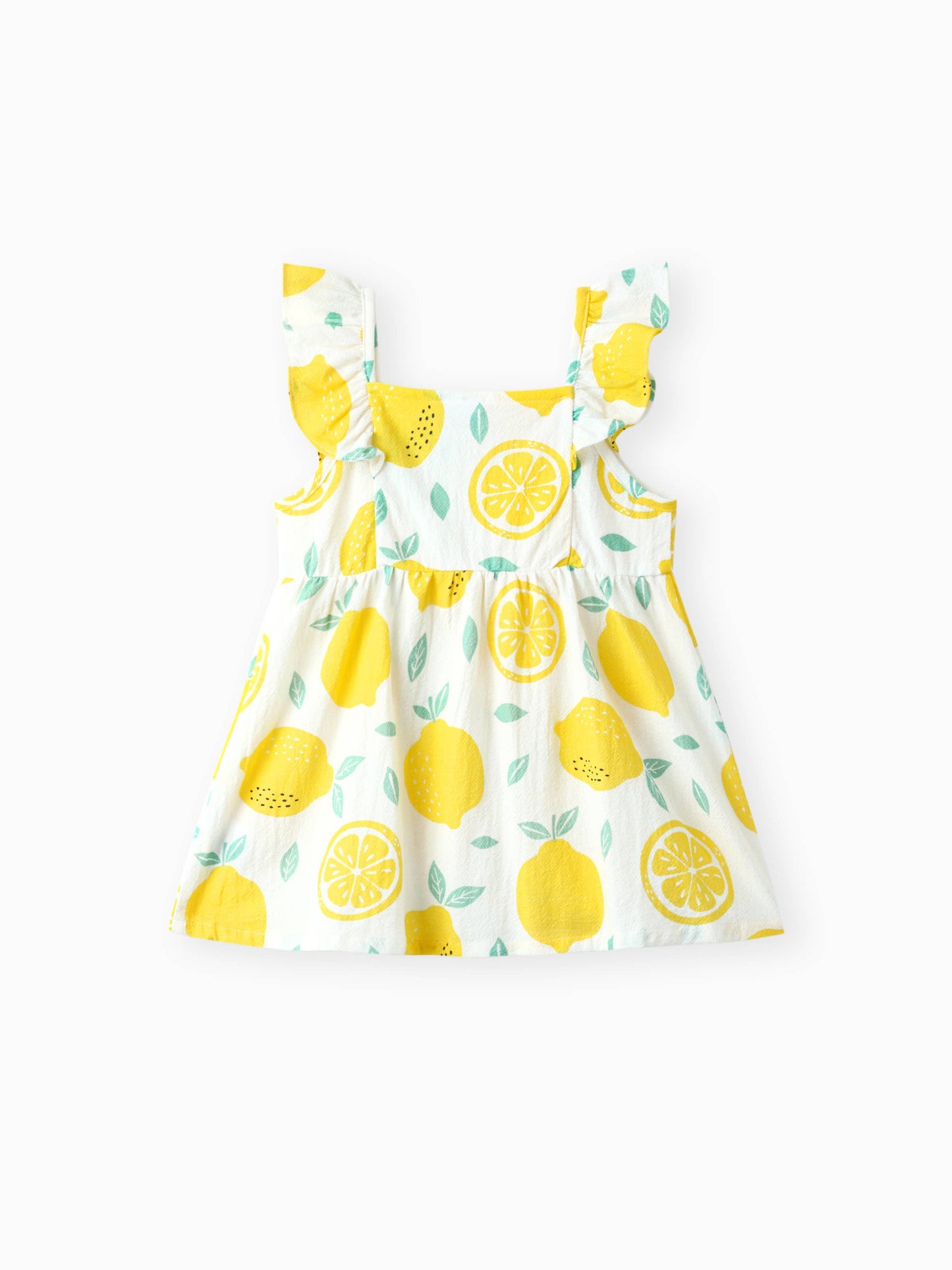 1pc Baby Girl Plaid&Lemon&Fruit Sweet Dress: Yellow / 9-12 Months