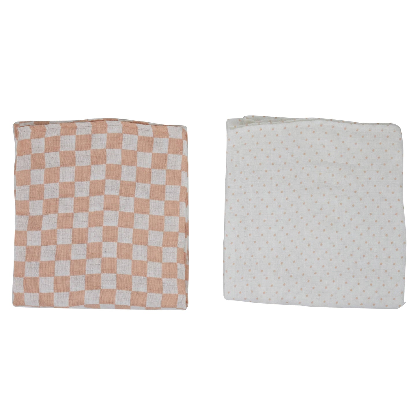 Chickpea Love Swaddle Baby Blanket 100% Muslin Cotton Baby Girl Gift Pack: Checkered & Polkadot / 36x40