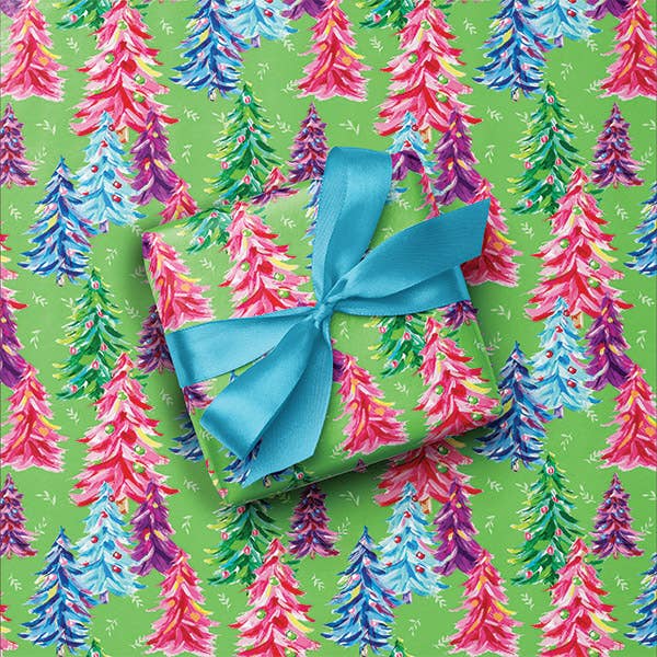 Christmas Gift Wrapping Paper: Green Tonal Stripe / 1 Pack / 24"x85'