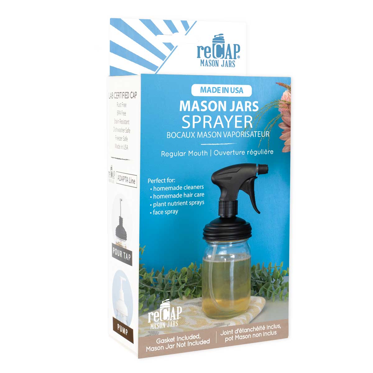 Mason Jar Sprayer Lid, by reCAP® - Case of 12: Black