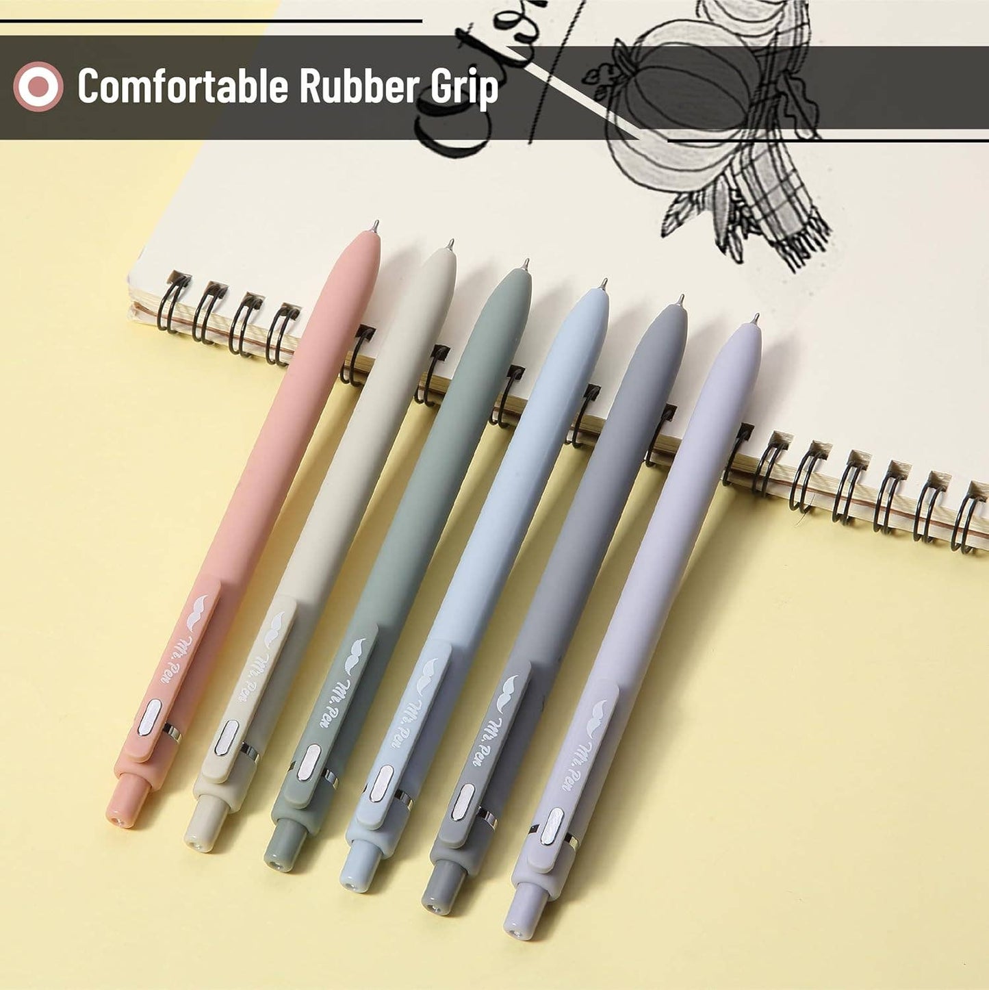 Retractable Gel Pens 6 Pack 0.5mm