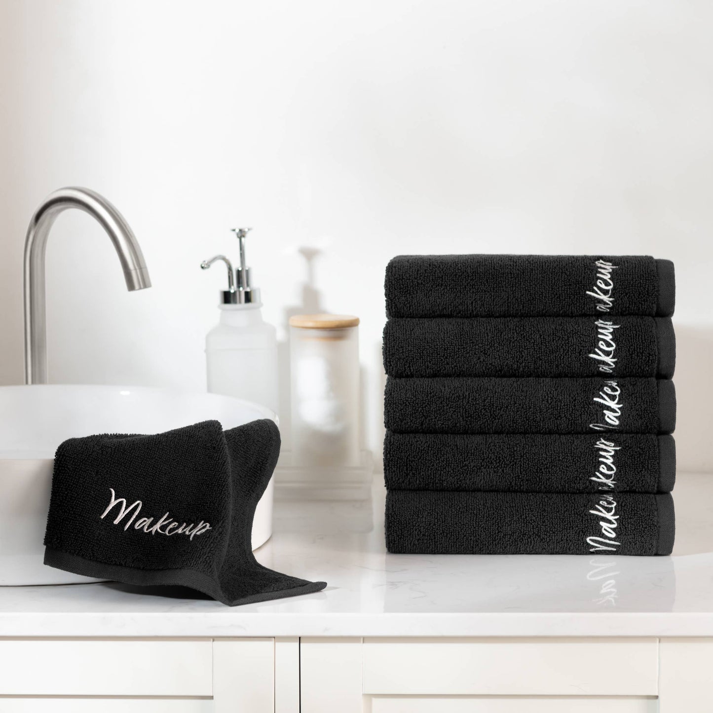 Host & Home Cotton Makeup Removal Towel (6 Pack) Embroidered: 13" x 13" Washcloth