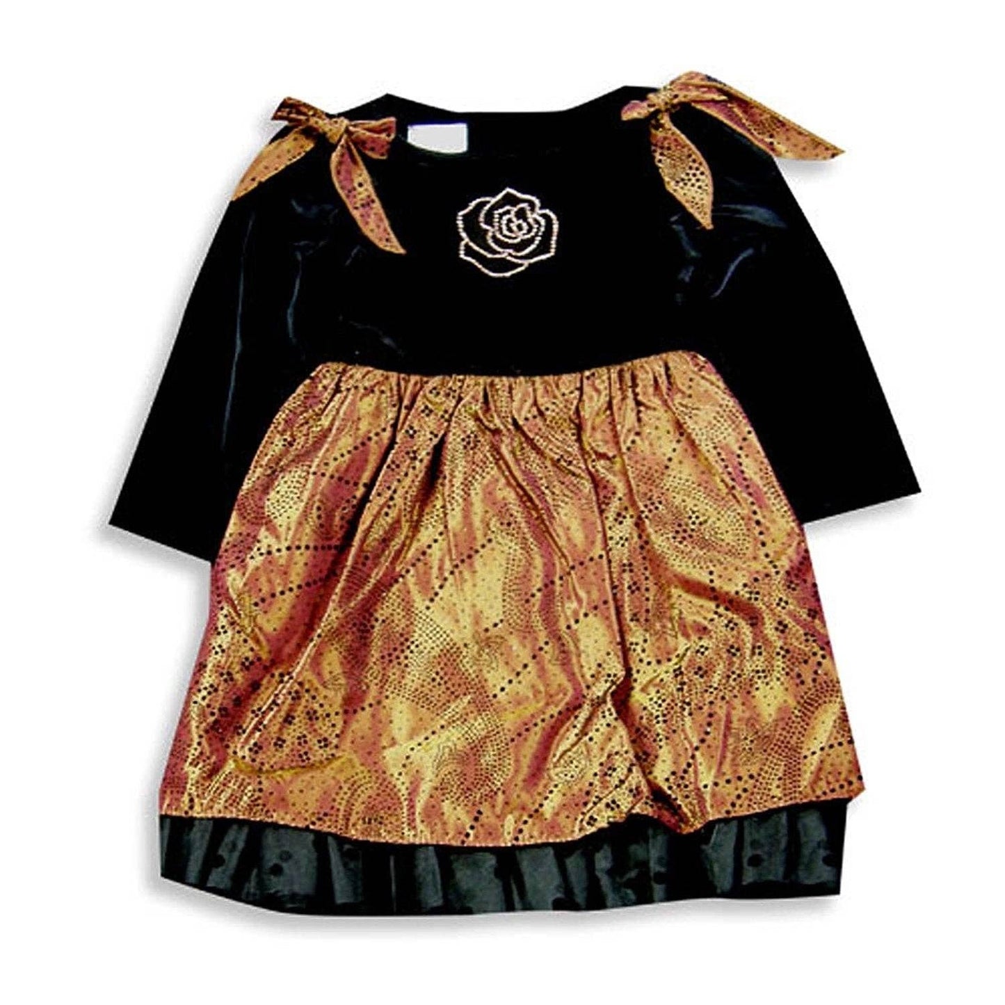 Nobody's Business - Little Girls Long Sleeve Dress: BROWN / 2T