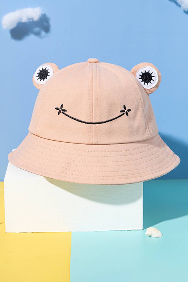 CARTOON FROG DESIGN BUCKET HAT_CWAH0469: BLACK / (OS) 1