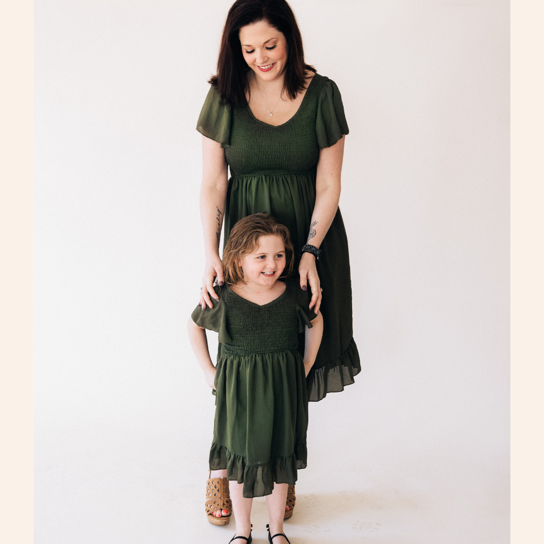Dark Green Chiffon Dress - Women: Women's Large