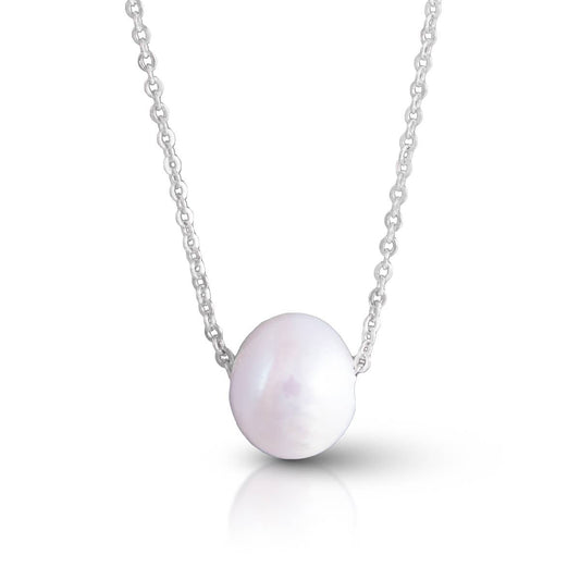 Solitaire Pearl Necklace - Silver - AMANDA BLU AG