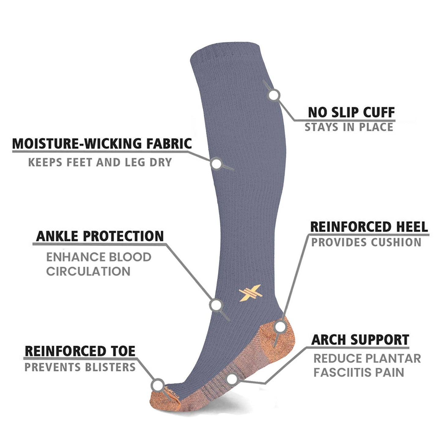 COPPER COMPRESSION SOCKS ~ ASSORTED STYLES/SIZES