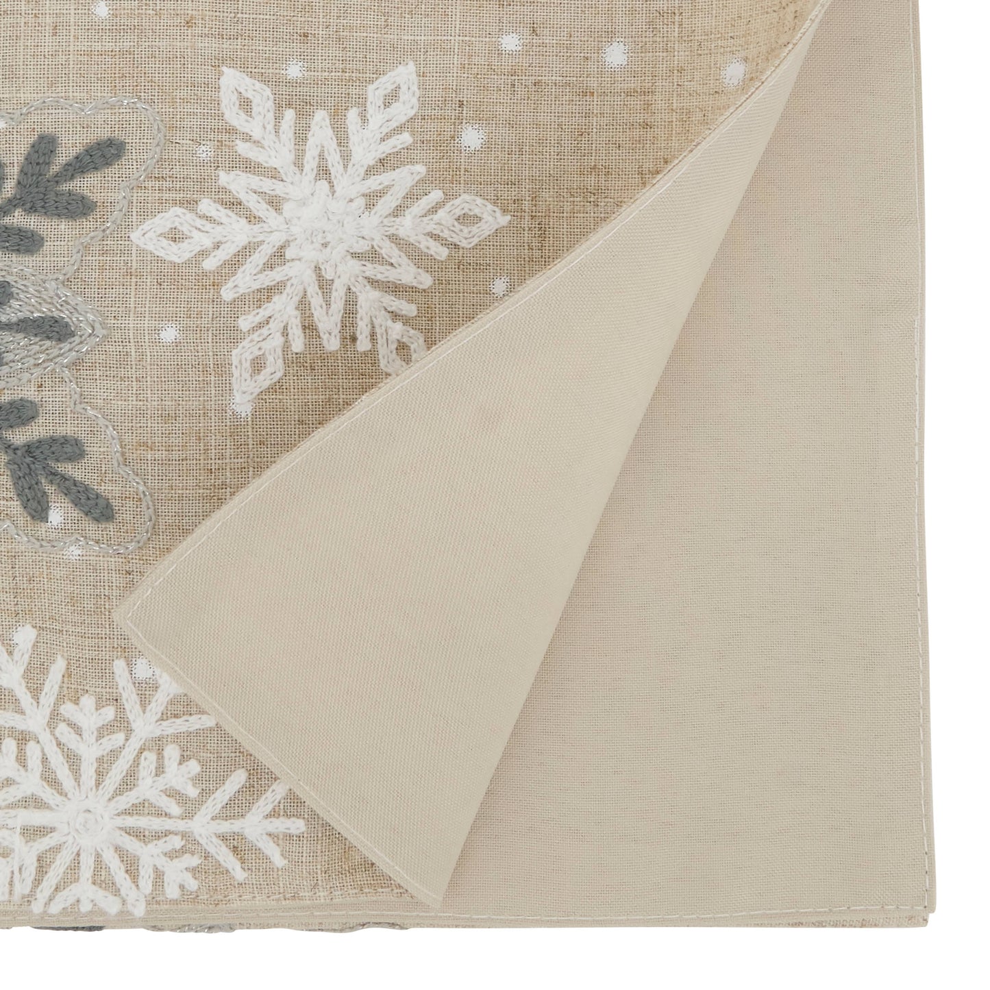 Snowflakes Runner: Natural / 16"x70"