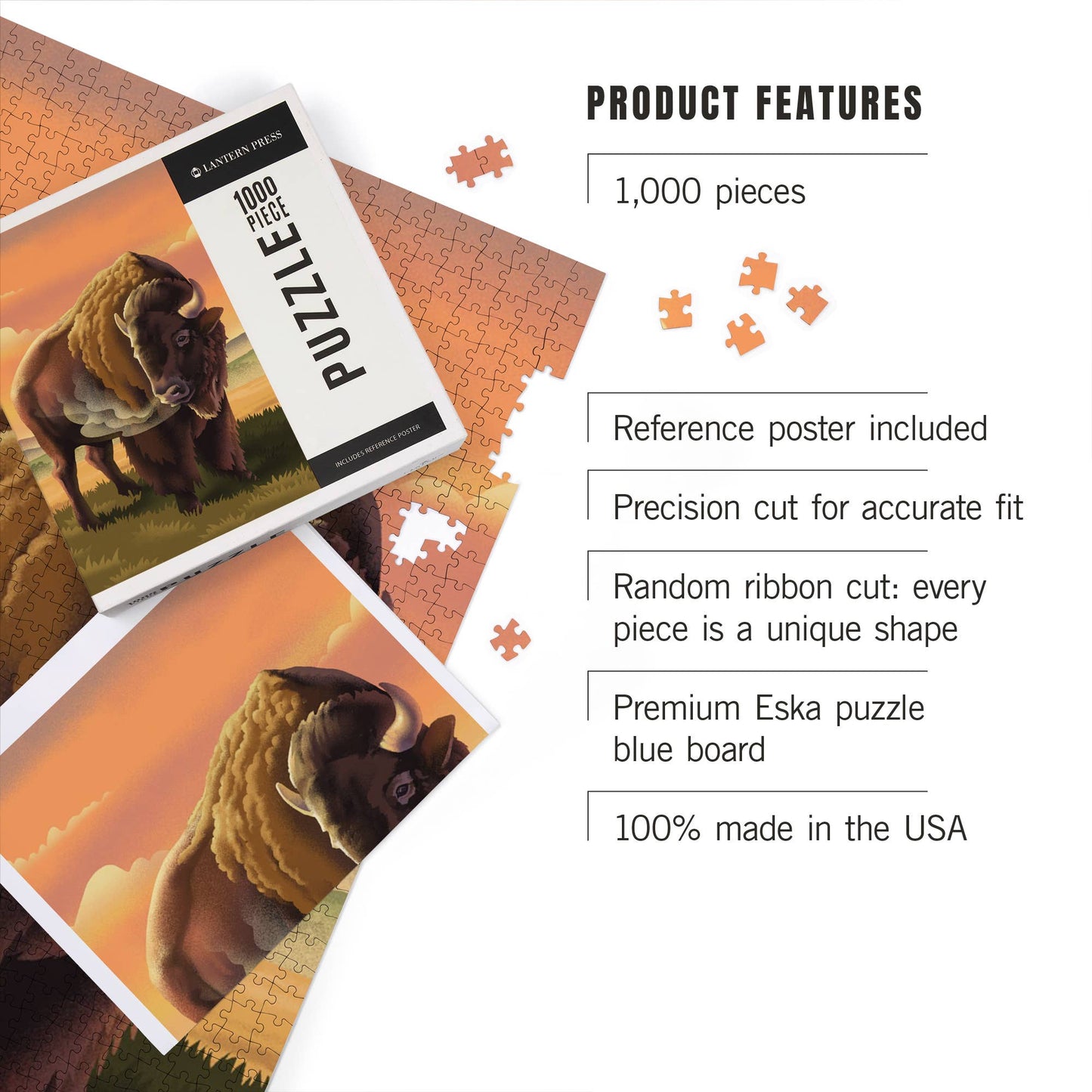 1000 PIECE PUZZLE Lithograph Wildlife Series, Bison