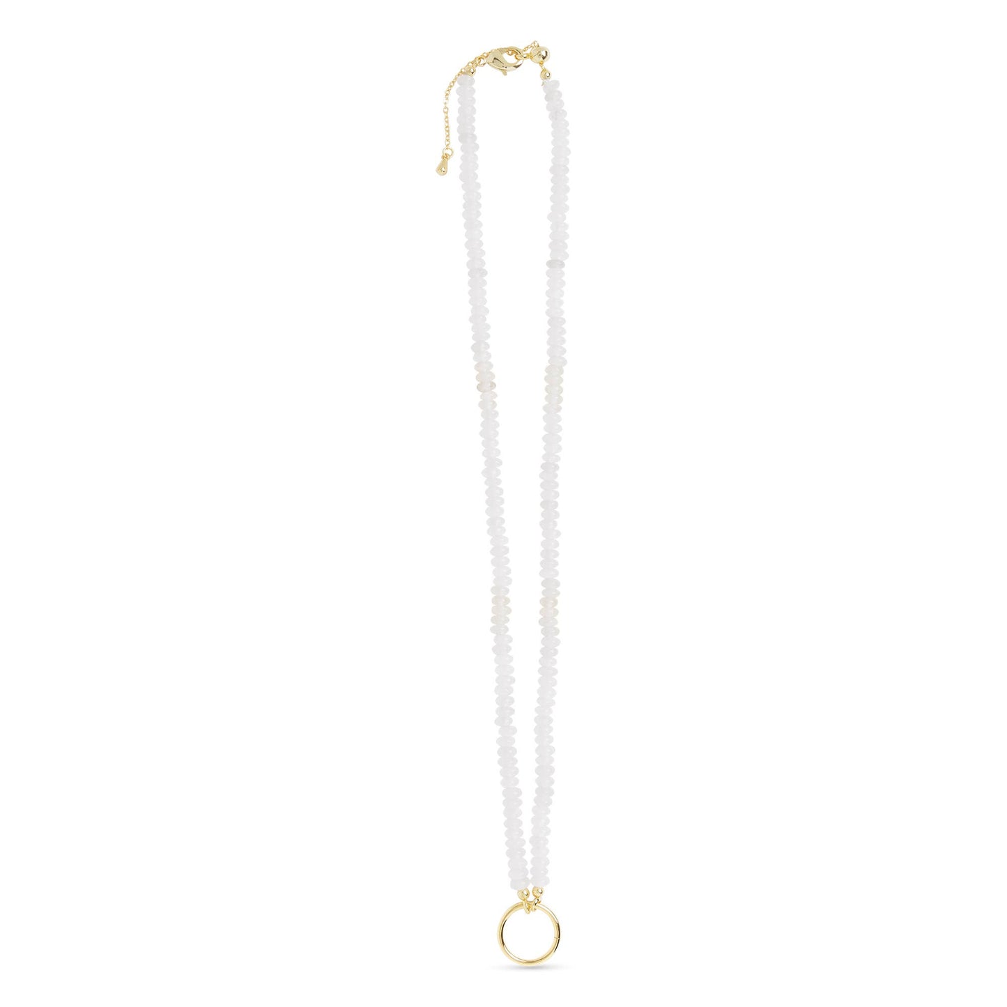 Gold Stone With Charm Clasp Necklace: White