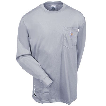 Carhartt Force Shirts: Men's Force 100235 051 Light Gray Flame Resistant Work Shirt