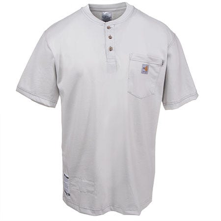 Carhartt Force Shirts: Men's Force Grey 100236 051 Flame Resistant Henley Work Shirt