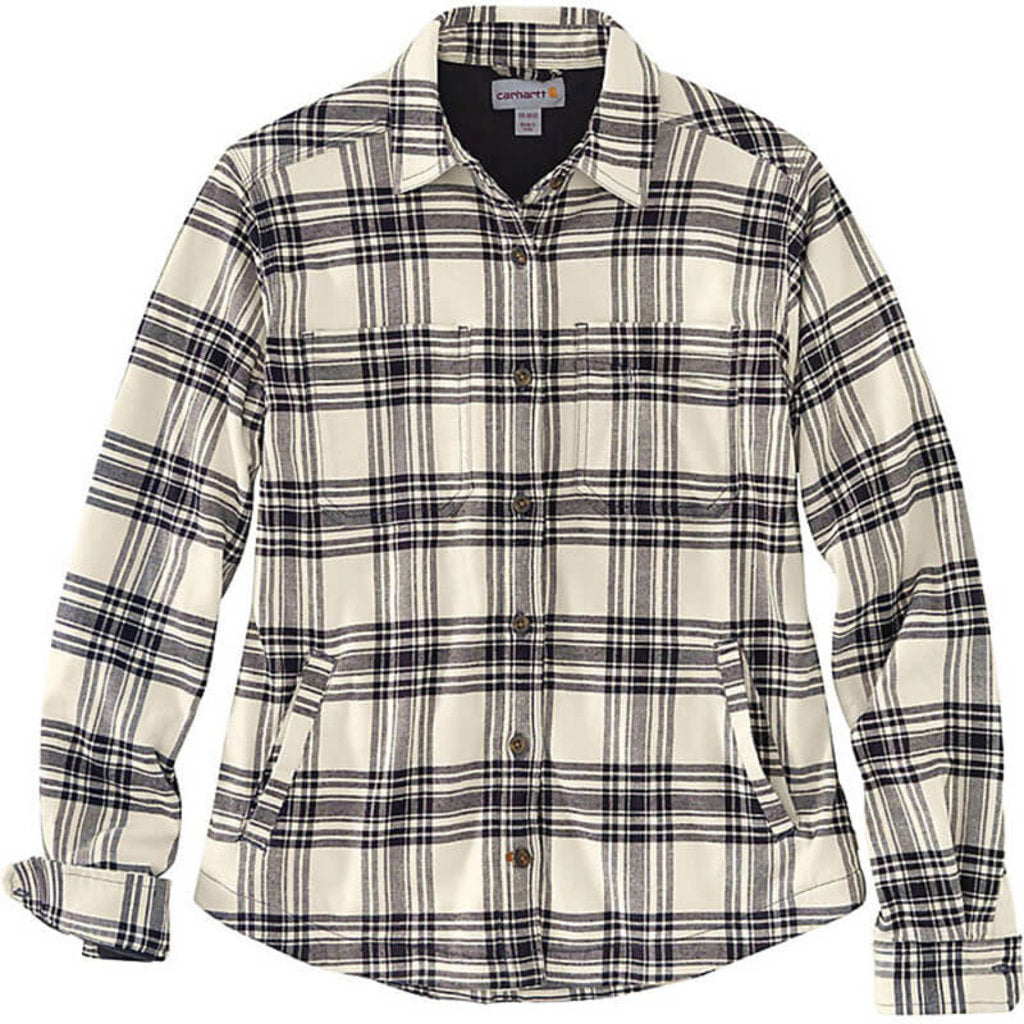 WOMEN'S RUGGED FLEX LOOSE FIT MIDWEIGHT FLANNEL LONG-SLEEVE PLAID SHIRT