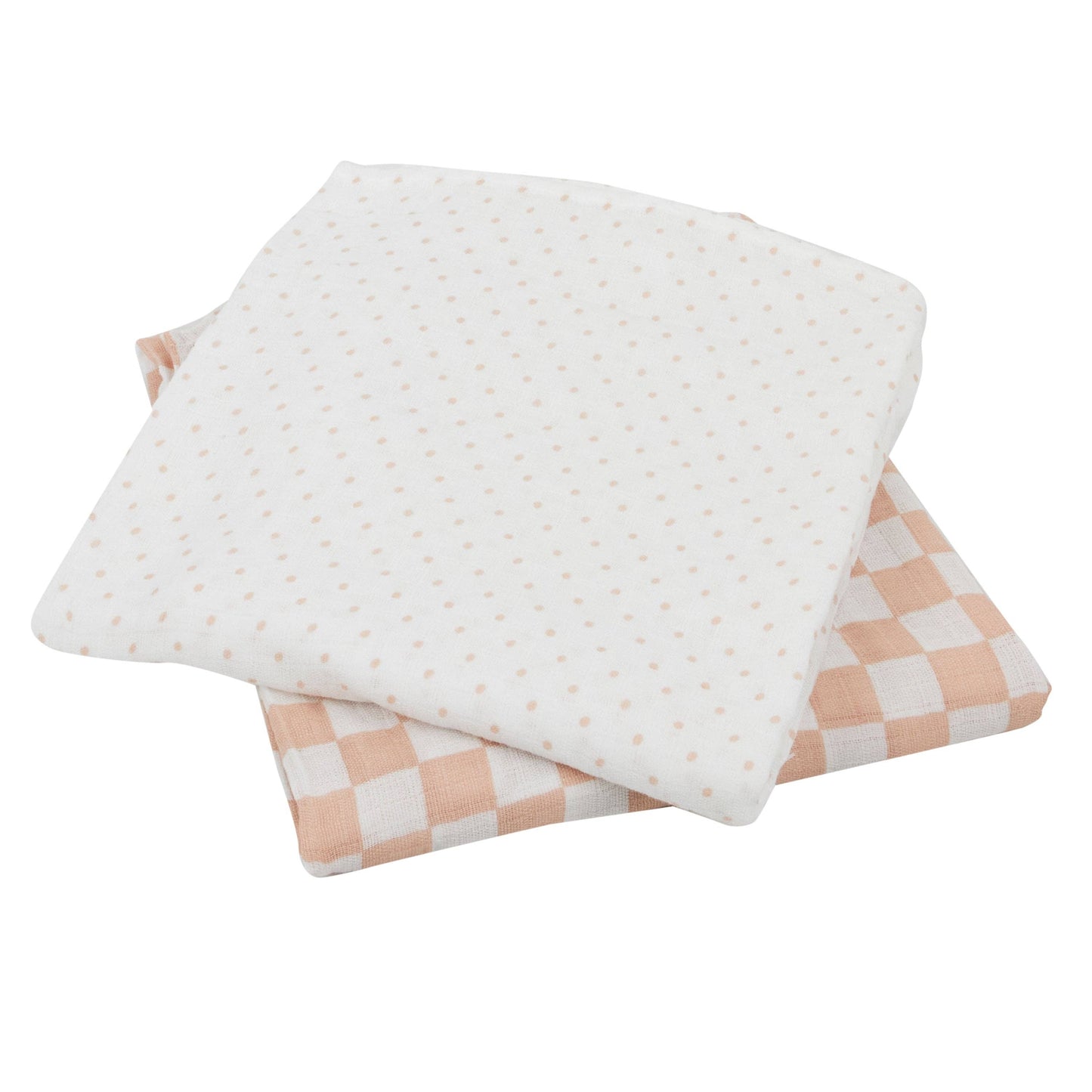 Chickpea Love Swaddle Baby Blanket 100% Muslin Cotton Baby Girl Gift Pack: Checkered & Polkadot / 36x40