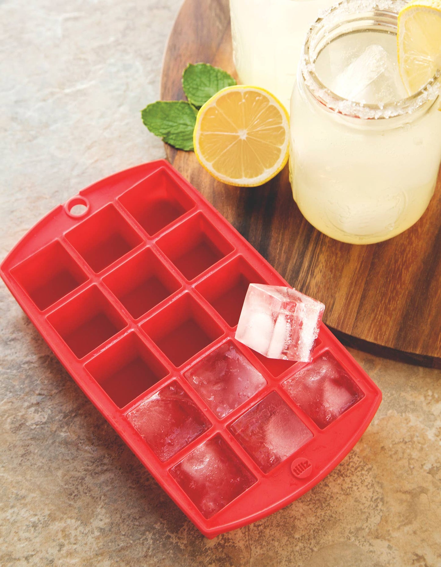 Tulz Mini Ice Block Tray, Silicone, Ruby, 8.25" x 4.75"