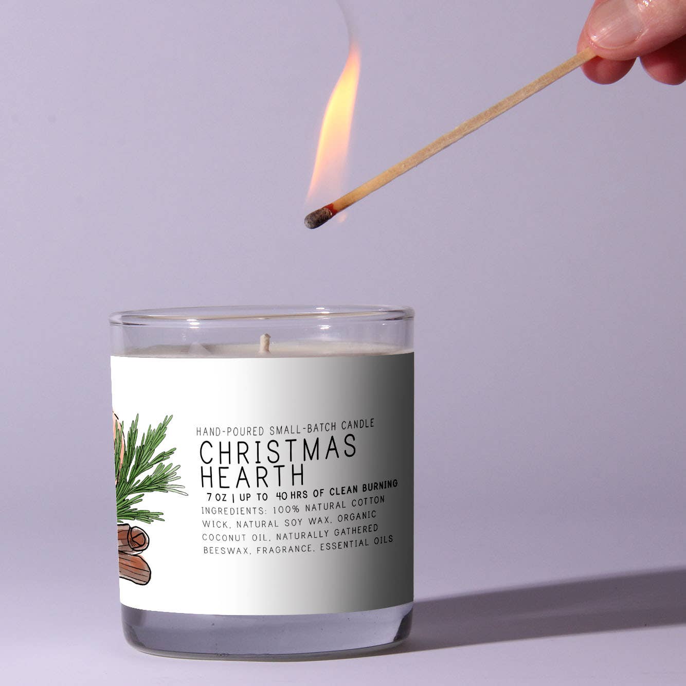 Christmas Hearth - Just Bee Candles: 13 oz (up to 60 hrs of clean burning)
