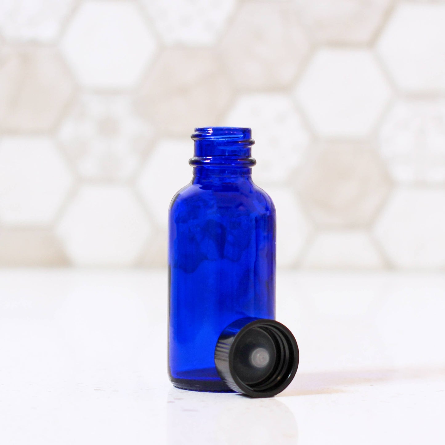 1oz Blue Glass Bottle With Cap