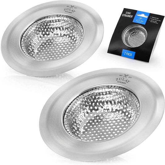 Z-STNLSS-STL-SNK-STRNR-2PCK Sink Drain Strainer (2 Pack) - Wide Rim 4.5” Diameter