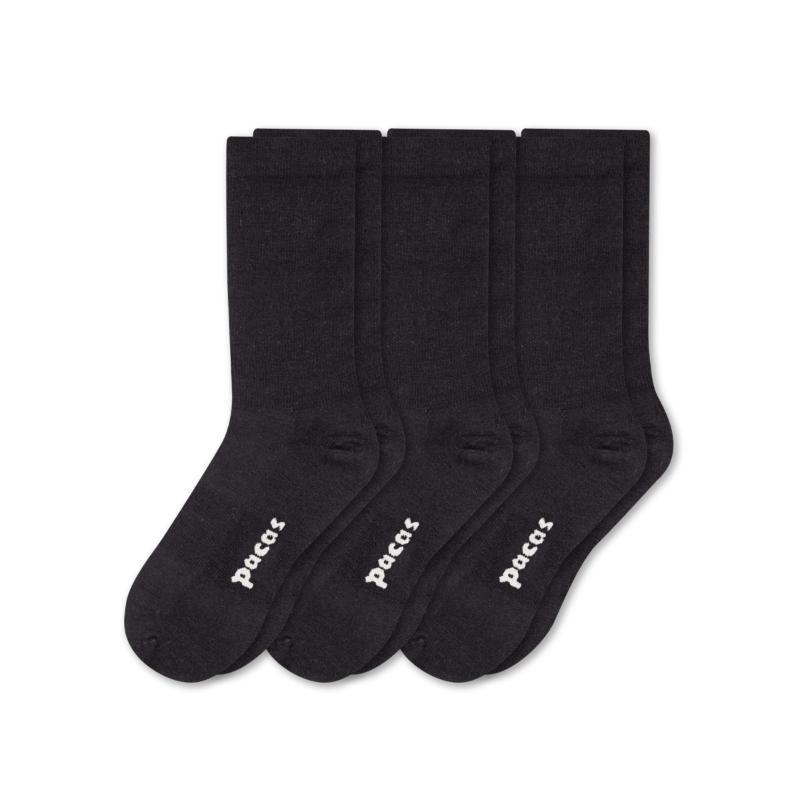 3 Pack - Women's Light-Weight Crew Pacas Socks: STRIPE/Black/Charcoal SolidAll / Medium / Large (US: 8.5 - 11.5+)