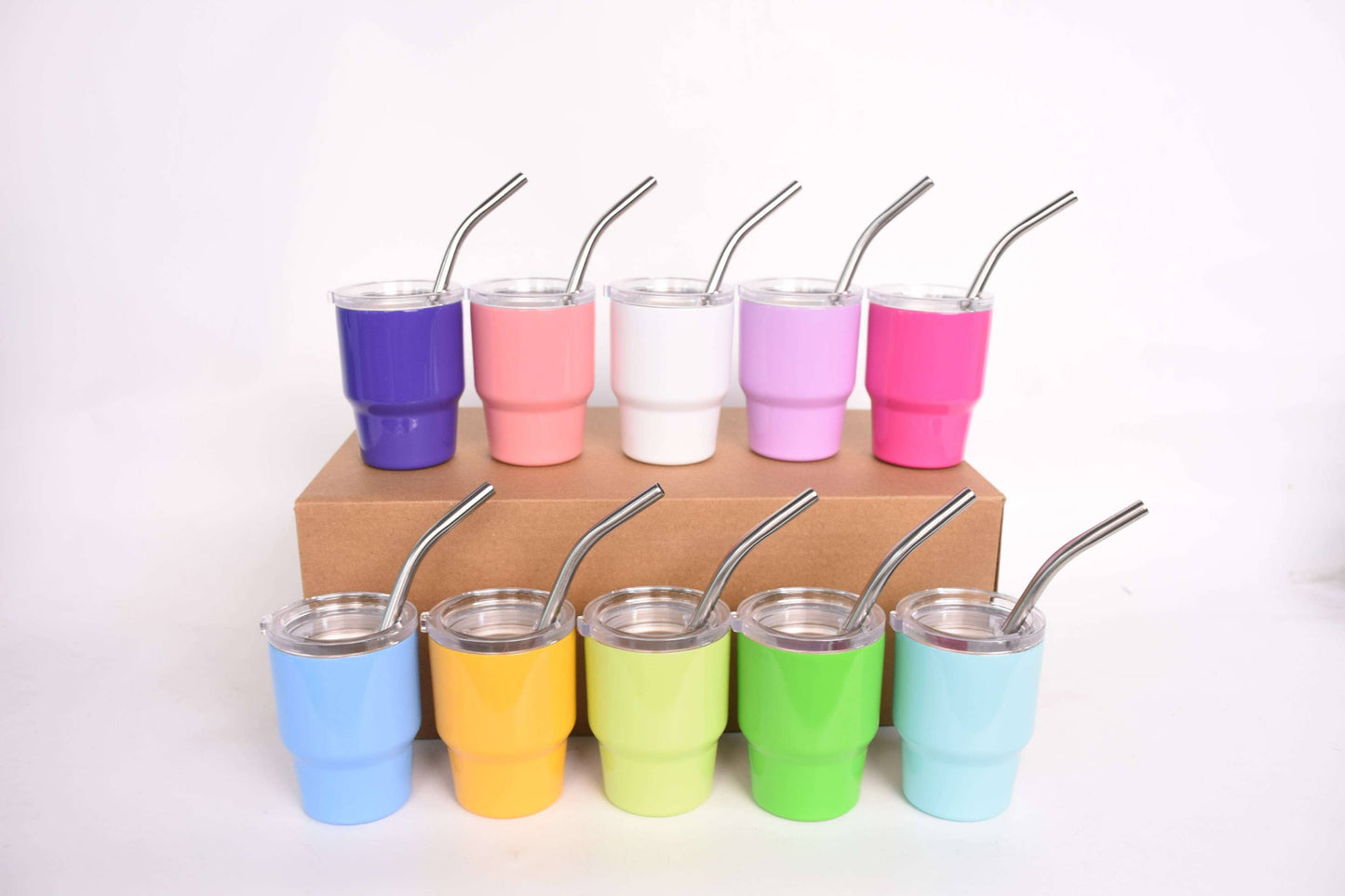 Mini Tumbler Shot Glass with Straw - Stocking Stuffer: 10. Orange