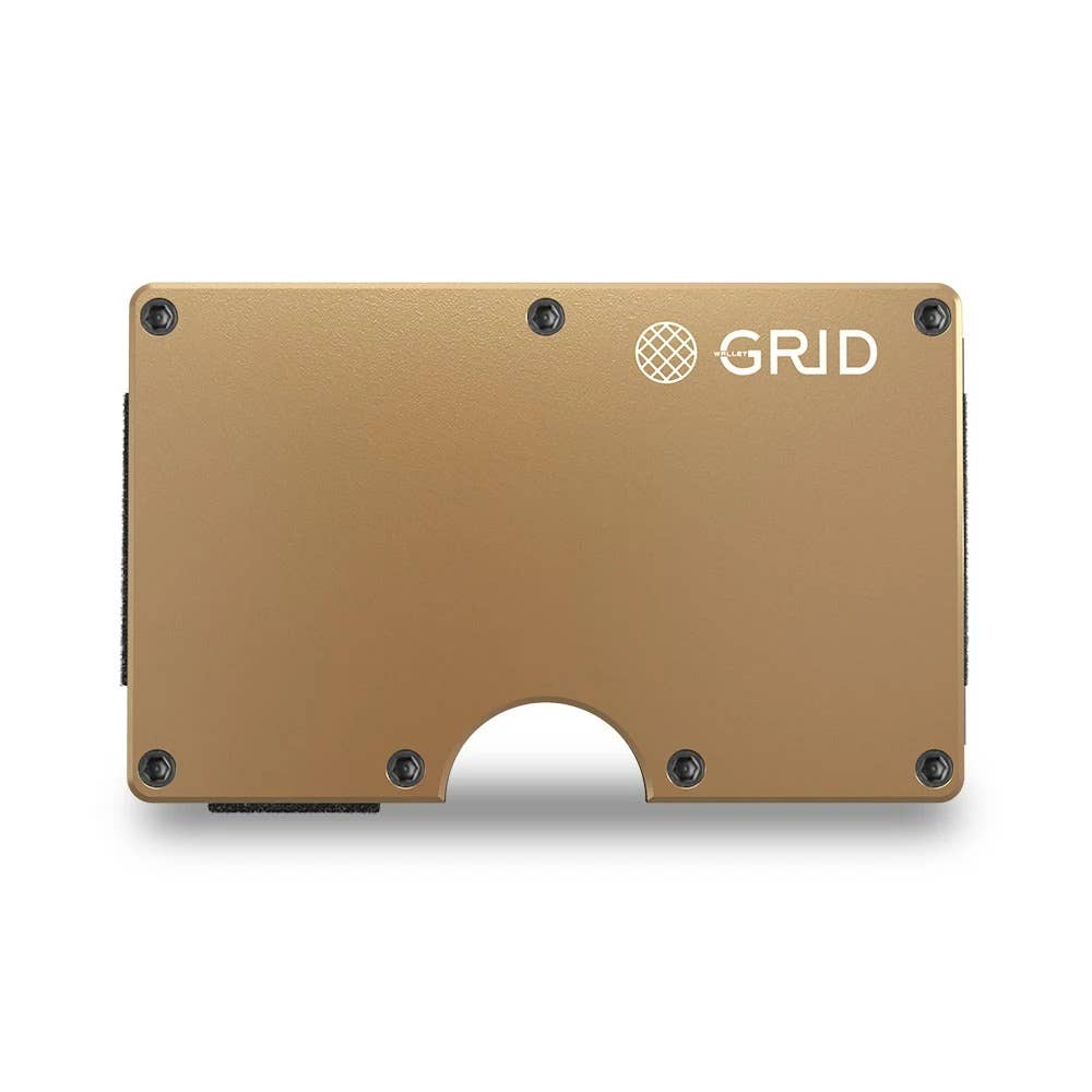Grid Wallet // Gold Aluminum: Gold / Aluminum / 3.38"L x 2.12"W x 0.23"H