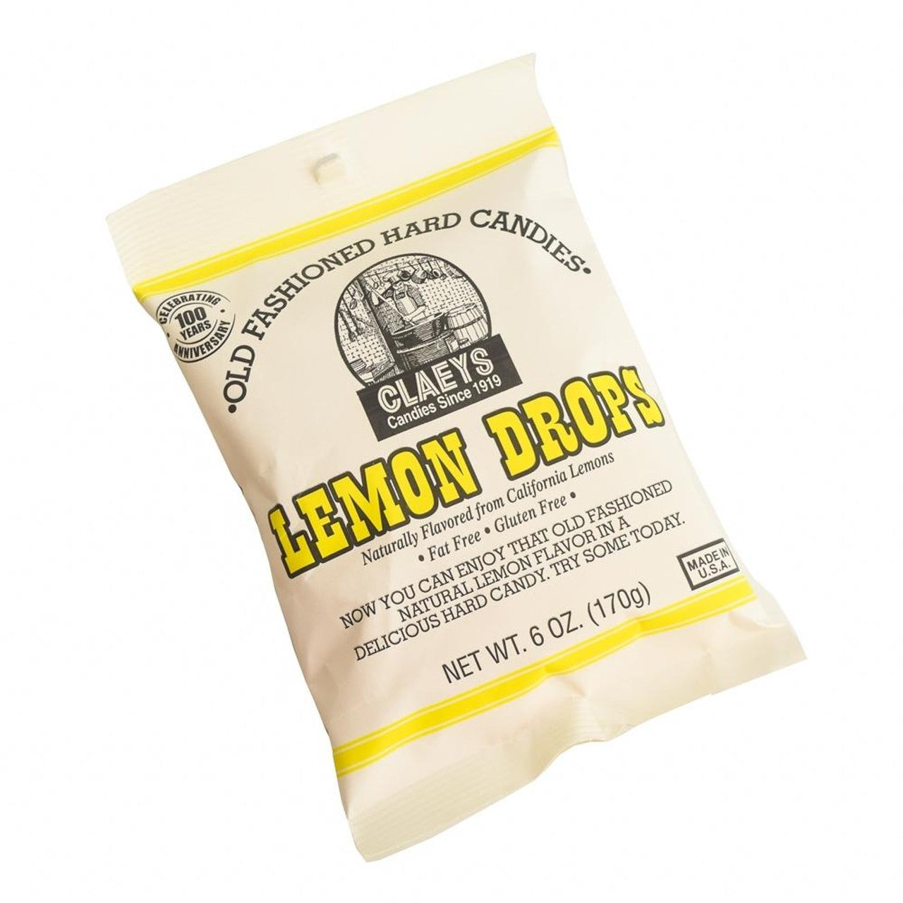 Claeys Old Fashioned Hard Candies Lemon Drops, 6oz Bag 24ct