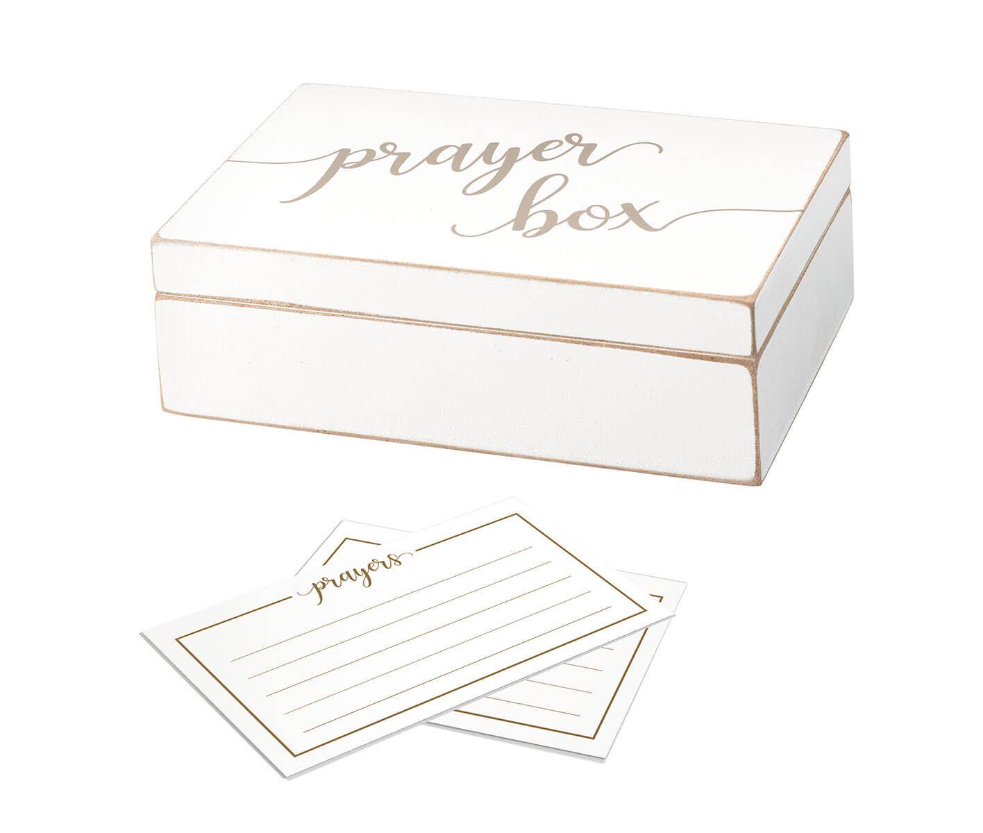 Distressed White Prayer Box with Paper Cards
