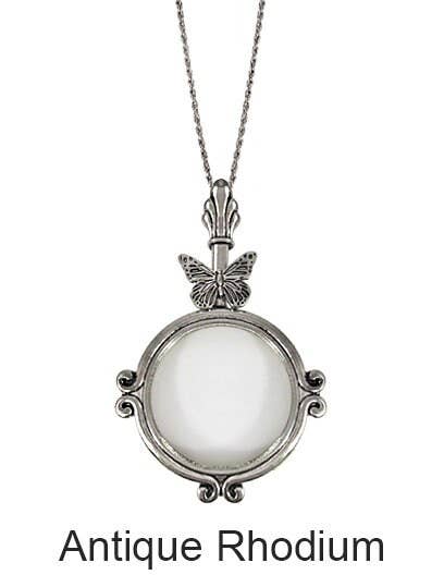 Butterfly  6 Times Magnifier Magnifying Glass Pendant Neckla: Antique Silver