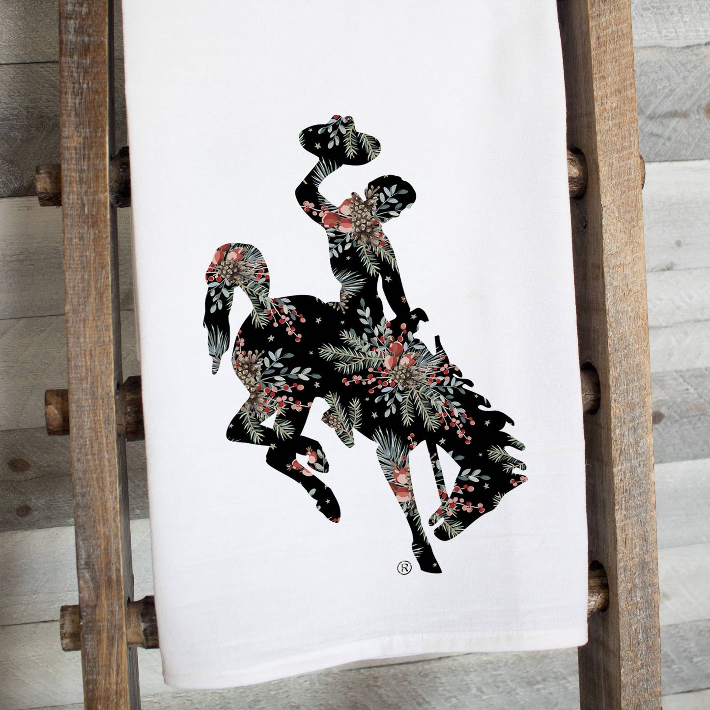 Pine & Pip Berries Wyoming Steamboat Flour Sack Tea Towel