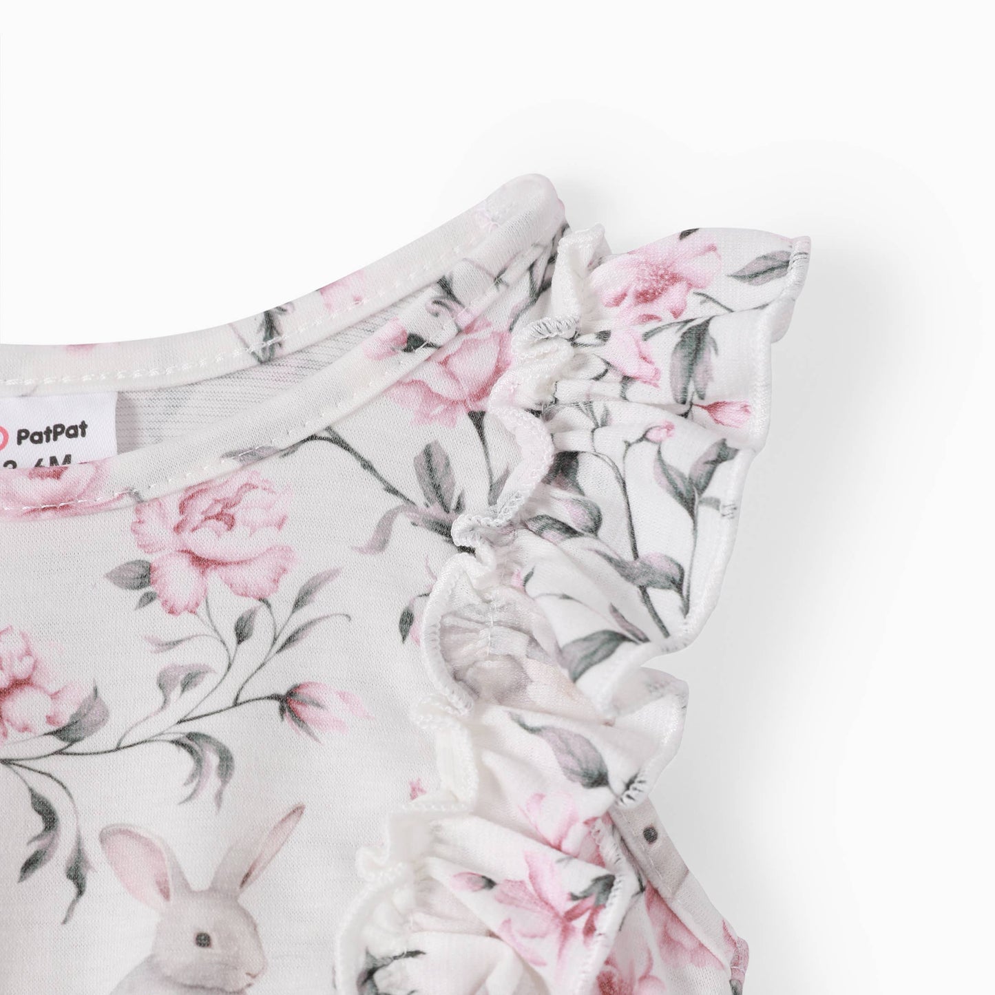 Baby Girl 2pcs Rabbit Print Pajama Romper with Headband: Pink / 9-12 Months