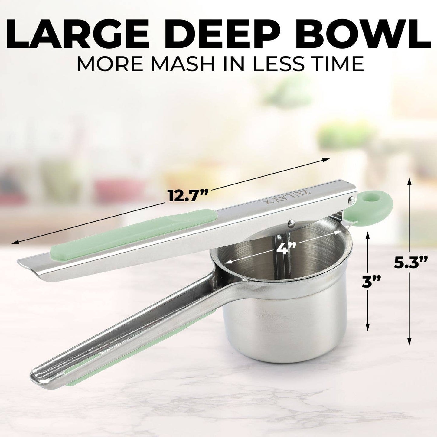 Premium Large 15oz Potato Ricer with 2 Interchangeable Discs: Silver/Black