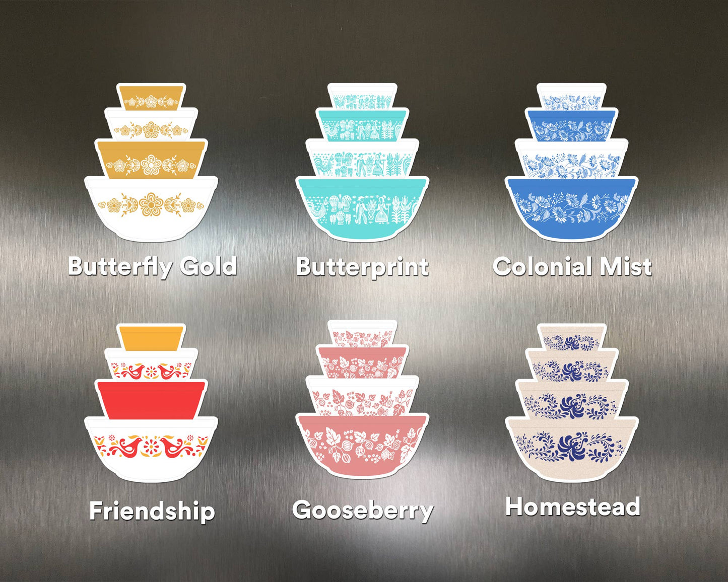Pyrex-Inspired Bowl Stack Magnet – Retro Fridge Decor: Homestead
