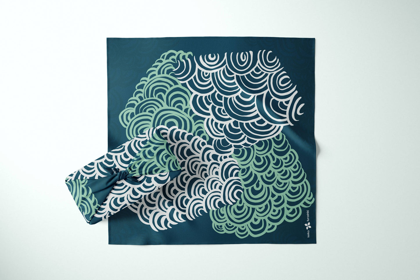 Furoshiki Reusable Japanese Fabric Gift Wrap Seigaiha Waves
