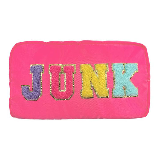 Varsity Collection Nylon Cosmetic Bag Pink Junk Chenille