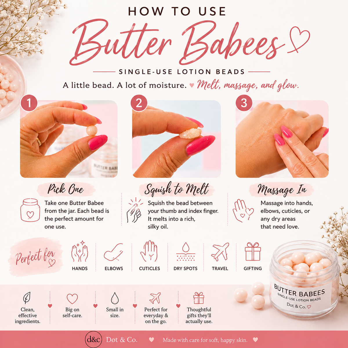 Serenity Collection| Butter Babees | Single-Use Lotion Beads: Vintage Rose / 30 gram