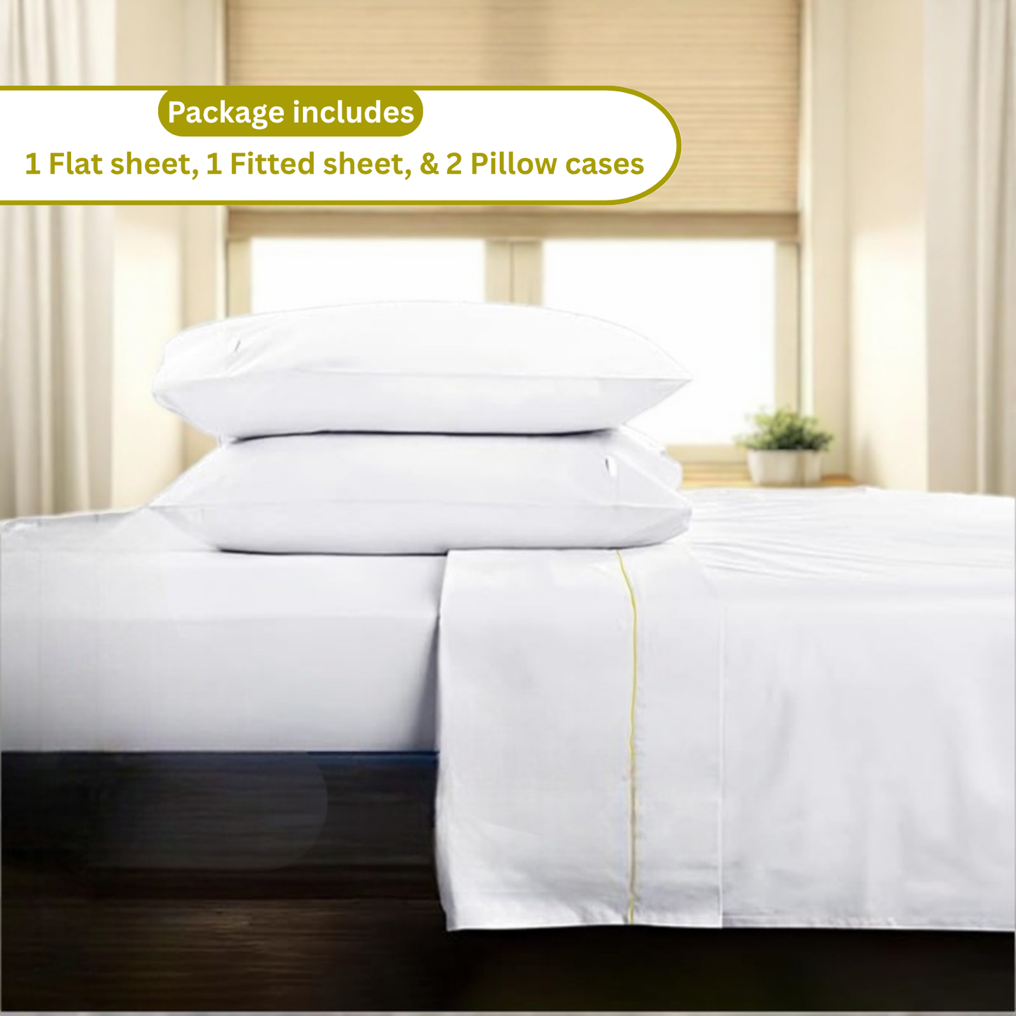 Bed Sheets - 100% Cotton - 300TC - Percale: Queen Set