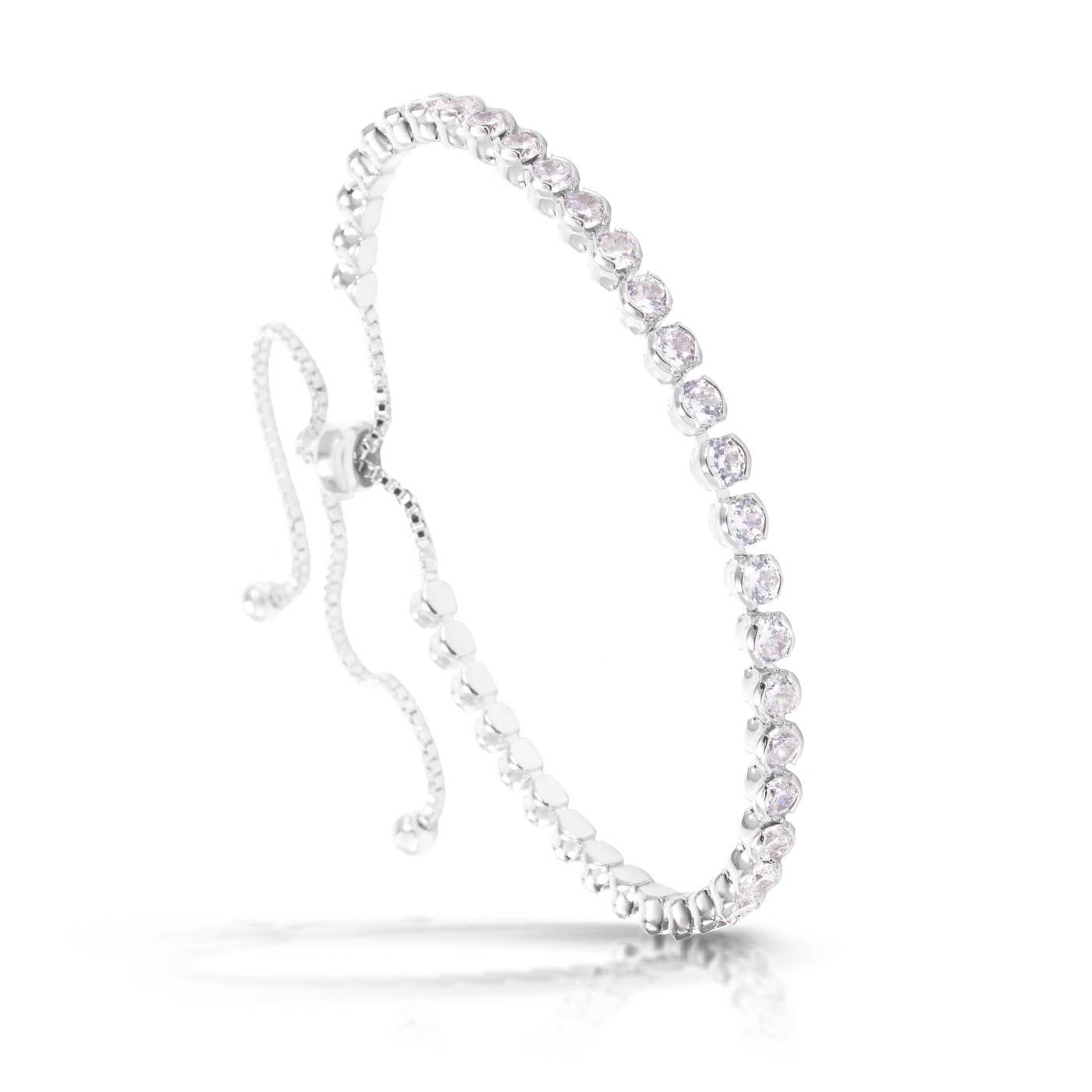Bezel Set Adjustable Tennis Bracelet - Gold - AMANDA BLU