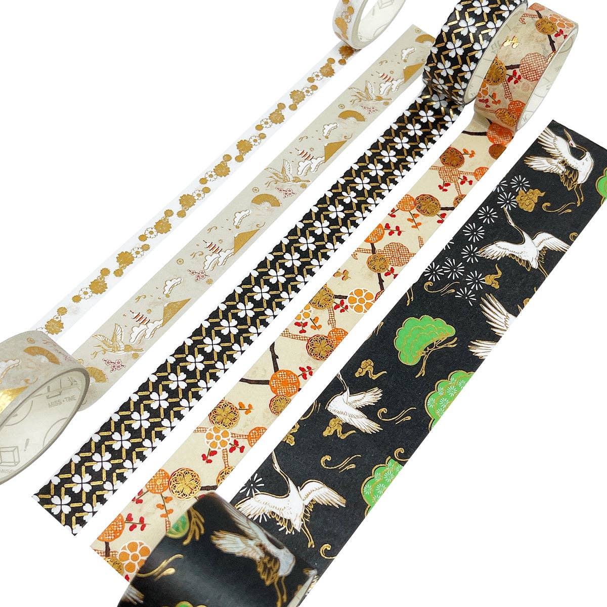 Wrapables Gold Foil Washi Tape in Gift Box Set for DIY Arts: Dancing Cranes