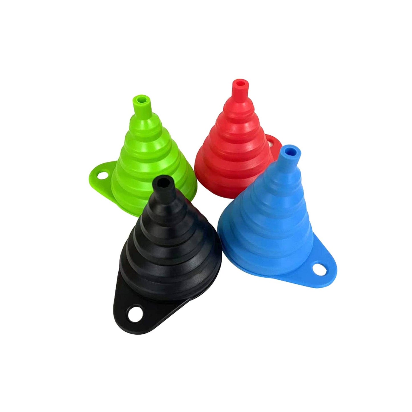 ASSORTED Silicone Collapsible Kitchen Funnel - X-Small to Large Sizes for Easy Liquid Transfer Food Grade Silicone Collapsible Gadgets