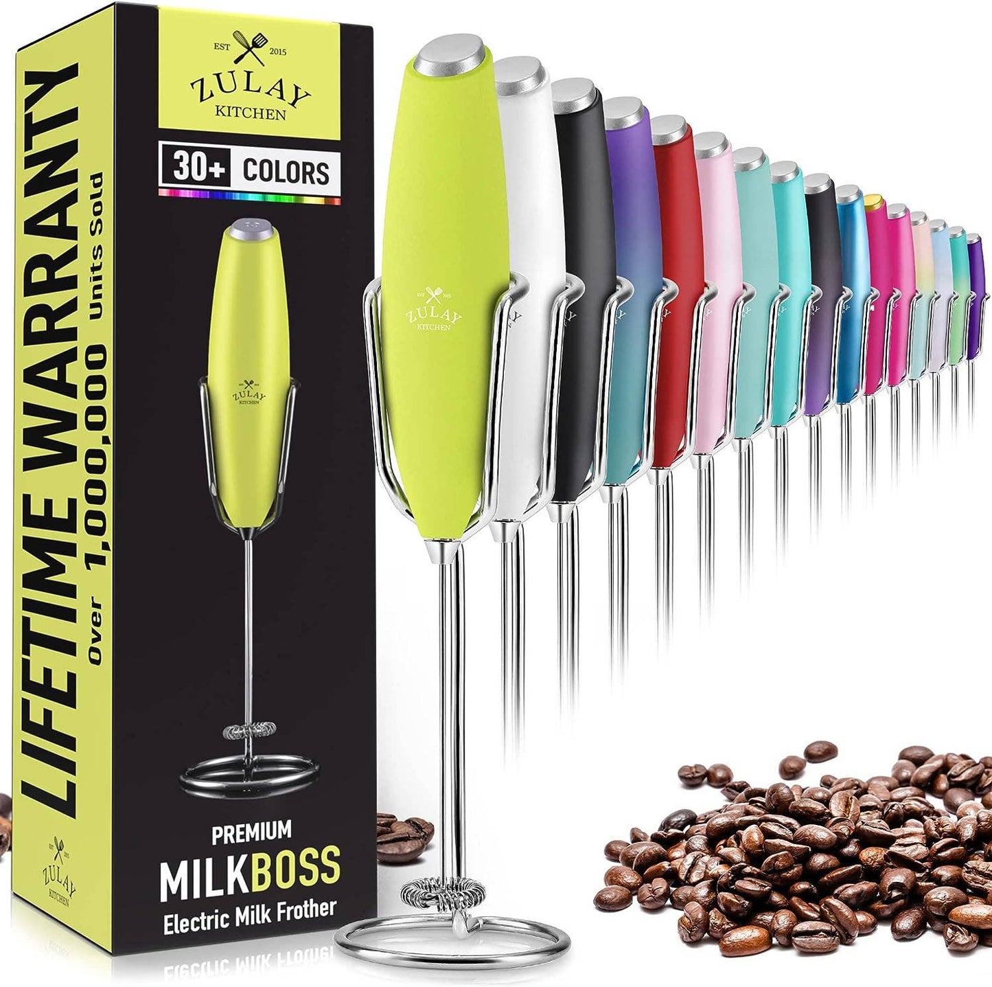 Powerful Handheld Milk Frother: Pop Green/Purple