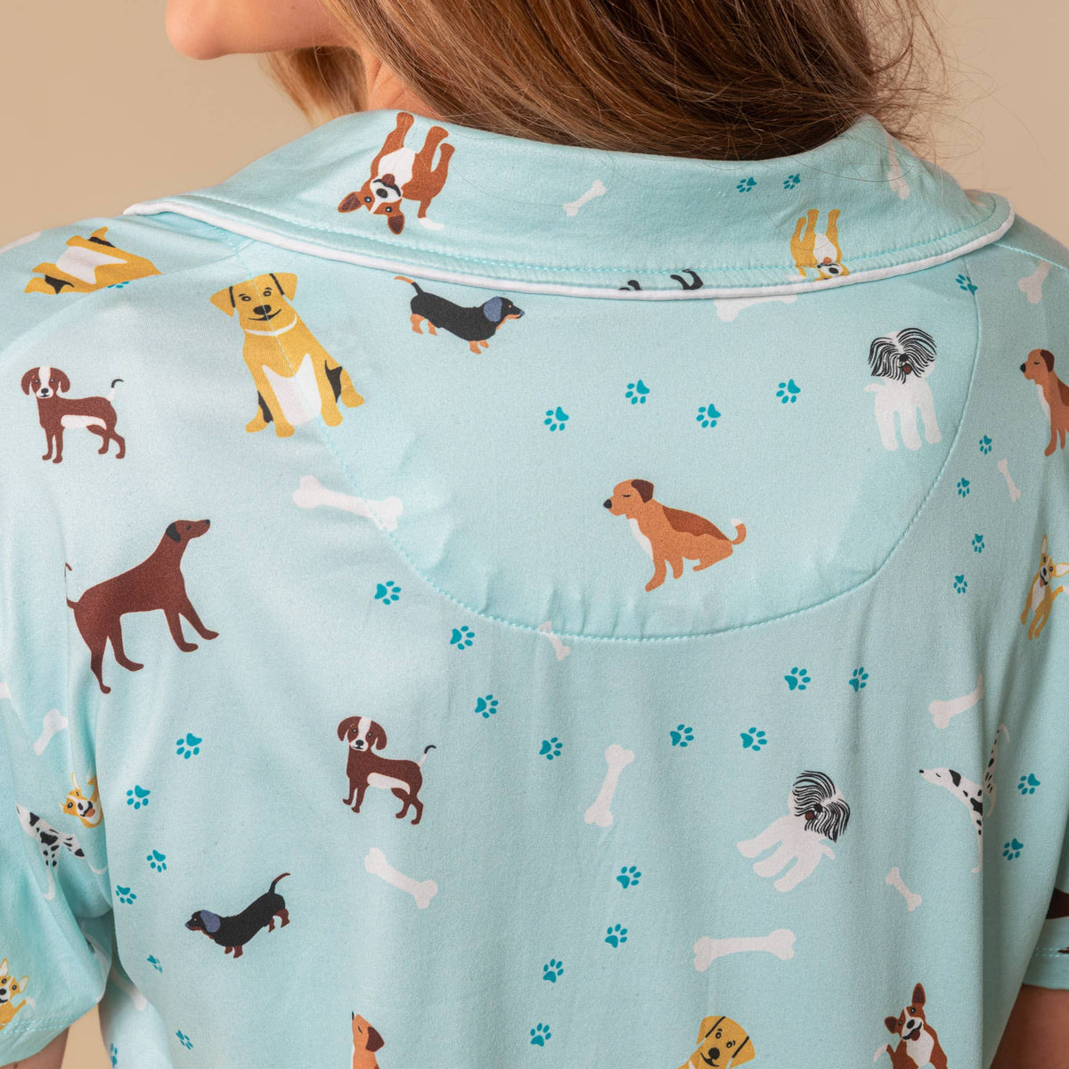Bark At The Park Pajama Top | Blue Puppy Dog PJs: S