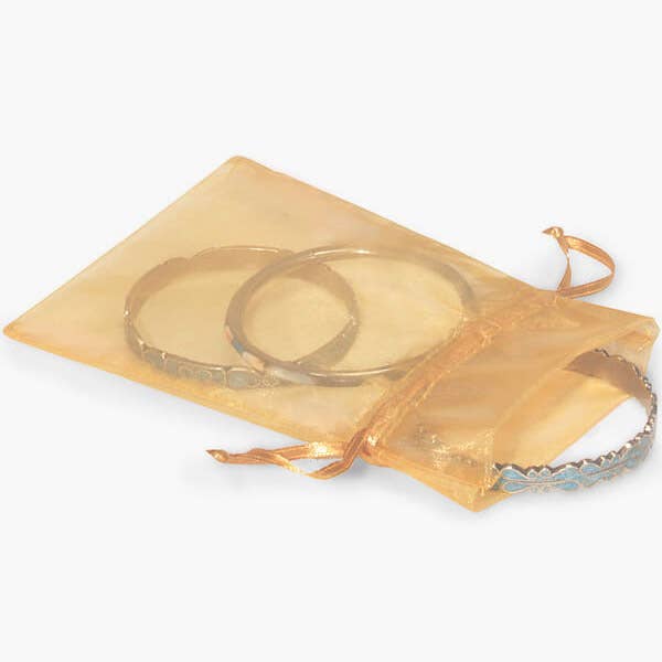 Organza Sheer Bags with Satin Drawsting Ribbon : Ivory / 10 Pack / 4x6"
